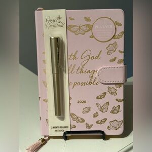 Pink and Gold 2026 Planner with Pen Magnetic Closure